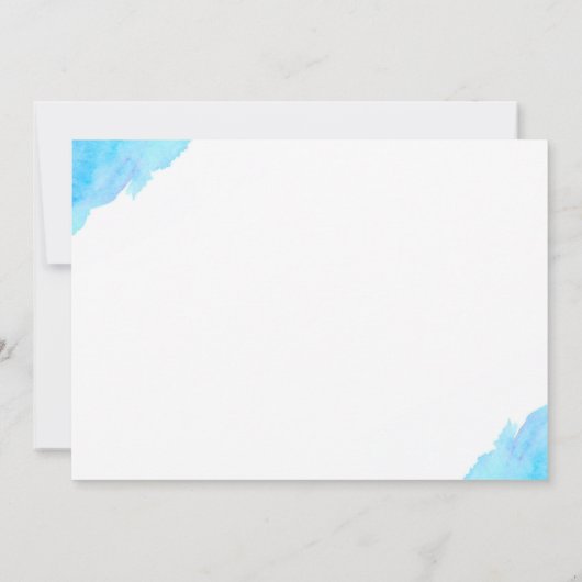 Blauwe Waterverf Bedankkaart (Achterkant)