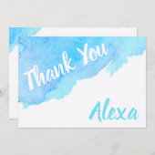 Blauwe Waterverf Bedankkaart (Voorkant / Achterkant)