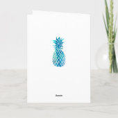 Blauwe waterverf Bedankt Script Pineapple (Achterkant)