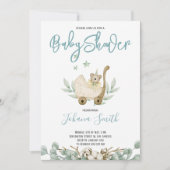 Blauwe Waterverf Beer Baby shower Kaart (Voorkant)