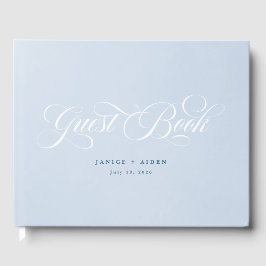 Blauwe Waterverf betoverende Cloudscape bruiloft Gastenboek