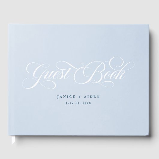 Blauwe Waterverf betoverende Cloudscape bruiloft Gastenboek (Voorkant)
