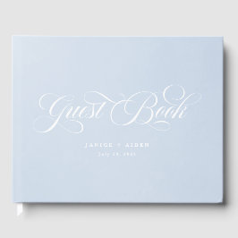 Blauwe Waterverf betoverende Cloudscape bruiloft Gastenboek