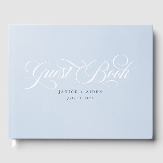 Blauwe Waterverf betoverende Cloudscape bruiloft Gastenboek (Voorkant)