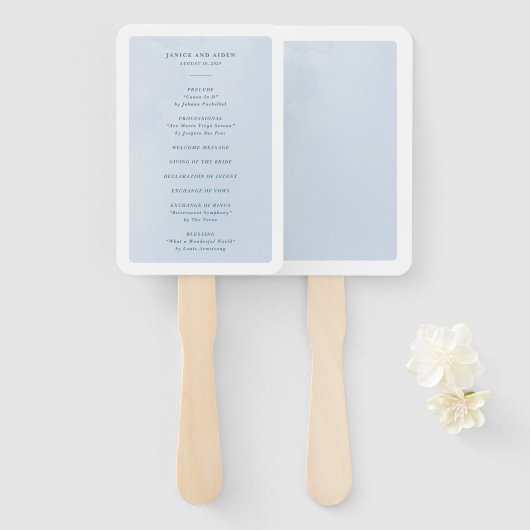 Blauwe Waterverf betoverende Cloudscape bruiloft Handwaaier (Voorkant en achterkant)