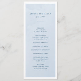 Blauwe Waterverf betoverende Cloudscape bruiloft Programmakaart