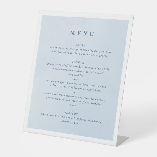 Blauwe Waterverf betoverende Cloudscape bruiloft Reclamebord Met Voetstuk (Voorkant)