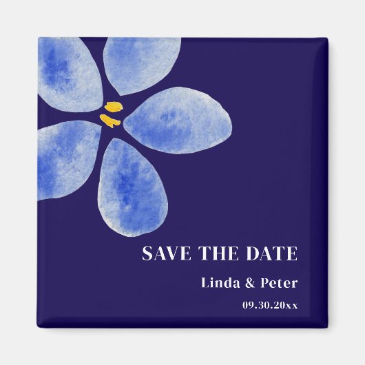 Blauwe Waterverf Bewaar de trouwdatum Magneet (Voorkant)