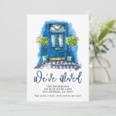 Blauwe Waterverf Bewegende Aankondiging (Staand voorkant)