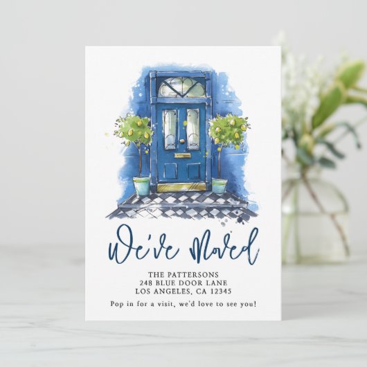 Blauwe Waterverf Bewegende Aankondiging (Staand voorkant)