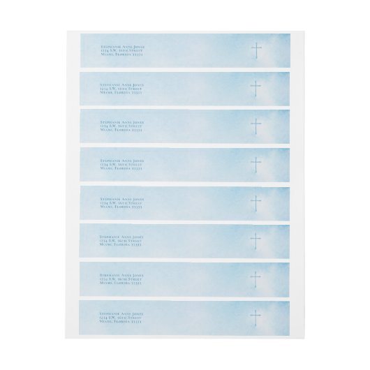 Blauwe Waterverf Bladeren en Kruis (Vel)