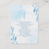 Blauwe Waterverf Bladeren en Kruis Visitekaartje (Achterkant)