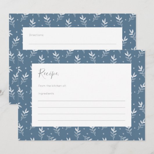 Blauwe Waterverf bladeren en Stippen patroonrecept (Voorkant / Achterkant)