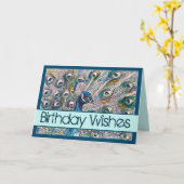 Blauwe Waterverf Blauwgroen vogelvogels Kaart (Gele Bloem)