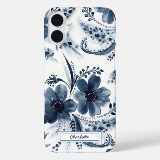 Blauwe Waterverf Bloeit Bloemen Case-Mate iPhone Case (Achterkant)