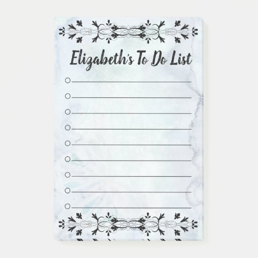 Blauwe Waterverf bloeit om lijstnotities te doen Post-it® Notes (Voorkant)