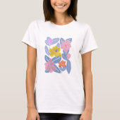 Blauwe waterverf bloeit vrouwelijk chique elegant t-shirt (Voorkant)
