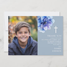 Blauwe Waterverf Bloem Foto Eerste Heilige Communi