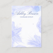 Blauwe Waterverf Bloem Sieraden Oorbel Display Visitekaartje (Voorkant)