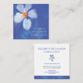 Blauwe Waterverf bloem Vierkante Visitekaartje (Voorkant / Achterkant)