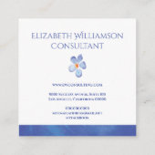 Blauwe Waterverf bloem Vierkante Visitekaartje (Achterkant)