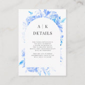 Blauwe Waterverf bloemboog Details Informatiekaartje (Voorkant)