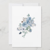 Blauwe Waterverf Bloemdoop uitnodiging (Achterkant)