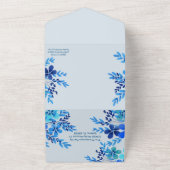 Blauwe Waterverf Bloemen Alles in één bruiloft Uit All In One Uitnodiging (Buitenkant)