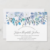 Blauwe Waterverf bloemen Baby of Vrijgezellenfeest Kaart (Voorkant)