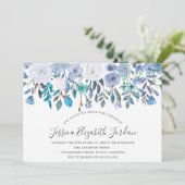 Blauwe Waterverf bloemen Baby of Vrijgezellenfeest Kaart (Staand voorkant)