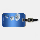 Blauwe Waterverf Bloemen Bagage Label (Voorkant horizontaal)
