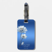 Blauwe Waterverf Bloemen Bagage Label (Achterkant verticaal)