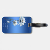 Blauwe Waterverf Bloemen Bagage Label (Achterkant horizontaal)