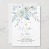 Blauwe waterverf bloemen bevestiging kaart (Voorkant)