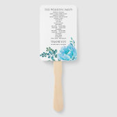 Blauwe waterverf bloemen bloemen voor bruiloft handwaaier (Achterkant)