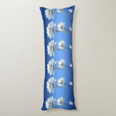 Blauwe Waterverf Bloemen Body Kussen (Achterkant (Verticaal))