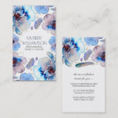 Blauwe Waterverf bloemen Boho Feathers Wreater Visitekaartje (Voorkant / Achterkant)
