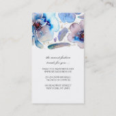 Blauwe Waterverf bloemen Boho Feathers Wreater Visitekaartje (Achterkant)