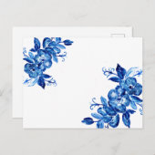 Blauwe Waterverf bloemen Briefkaart (Voorkant / Achterkant)