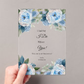 Blauwe Waterverf Bloemen Bruidsmeisje voorstel Kaa Acryl Uitnodigingen (Insitu (Draagbaar))