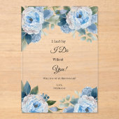 Blauwe Waterverf Bloemen Bruidsmeisje voorstel Kaa Acryl Uitnodigingen (Voorkant)