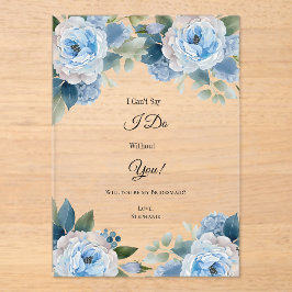 Blauwe Waterverf Bloemen Bruidsmeisje voorstel Kaa Acryl Uitnodigingen