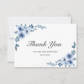 blauwe waterverf bloemen bruiloft bedankt (Voorkant)