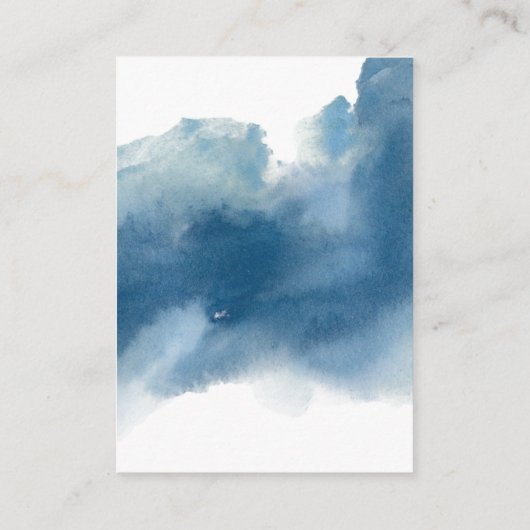 Blauwe Waterverf Bloemen Bruiloft Details Receptie Informatiekaartje (Achterkant)