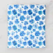 Blauwe waterverf bloemen bruiloft evenement plaats plaatskaartje (Binnenkant ongevouwen)