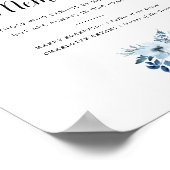 Blauwe waterverf Bloemen Bruiloft Gedenkteken Poster (Hoek)