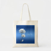 Blauwe Waterverf Bloemen Canvas tas (Voorkant)