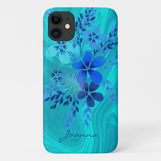 Blauwe Waterverf bloemen Case-Mate iPhone Case (Achterkant)