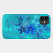 Blauwe Waterverf bloemen Case-Mate iPhone Case (Achterkant (horizontaal))