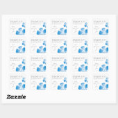 Blauwe Waterverf Bloemen Dank u Stickers (Vel)